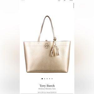 Tory Burch gold McGraw tote bag